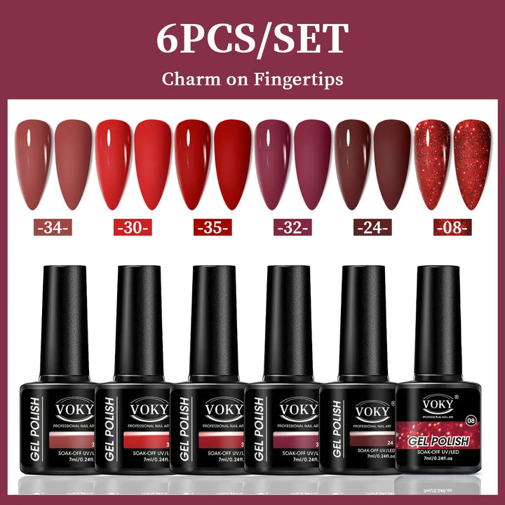 VOKY 6-Piece Set of Nail Gel, Seasonal Fashionable Nail Gel, The Perfect Gift for Ladies to Give During Festivals
