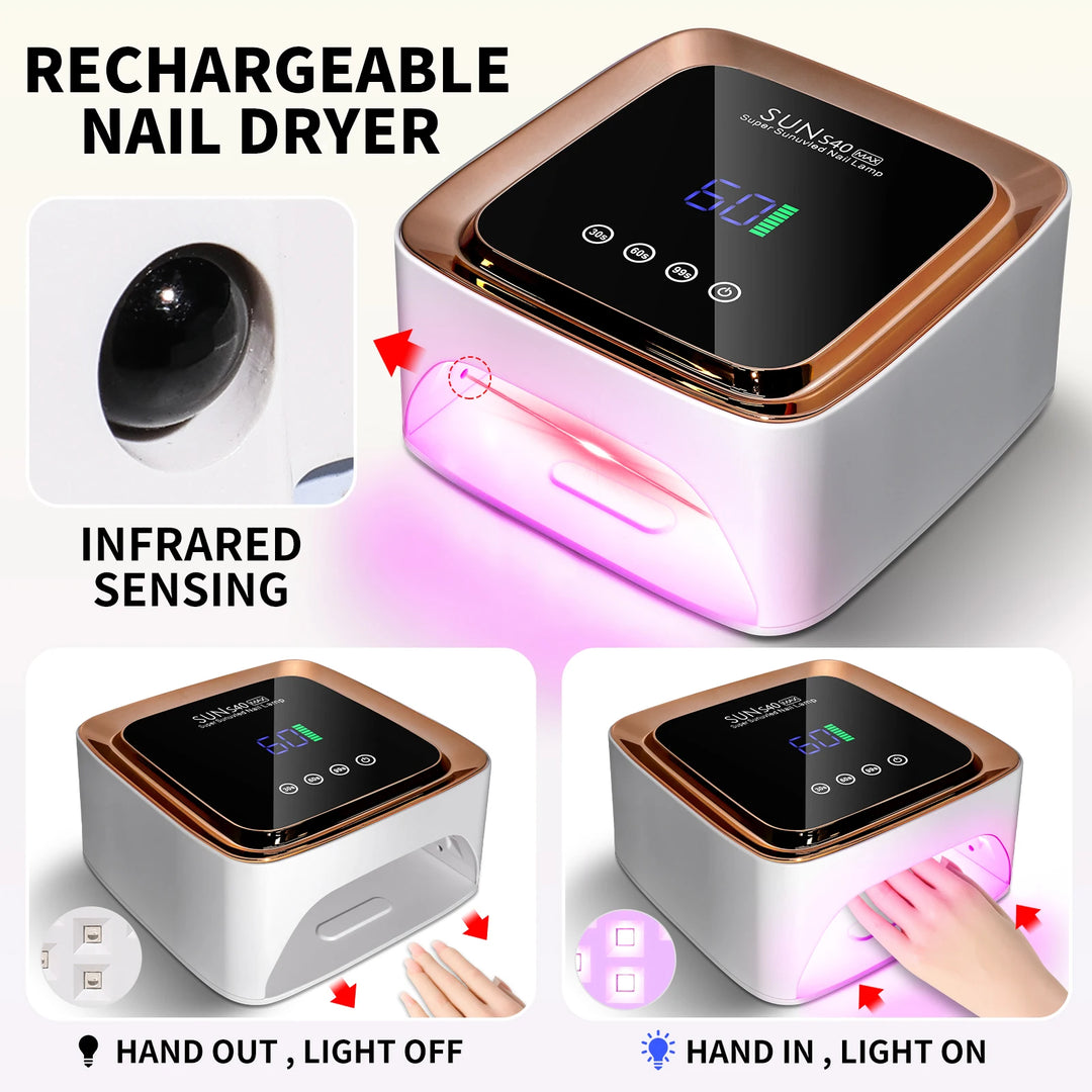 Professional UV LED Nail Lamp 57 LED Light Beads Rechargeable Nail Dryer Quickly Cure All Gel Nail Polish Curing Lamp Tool