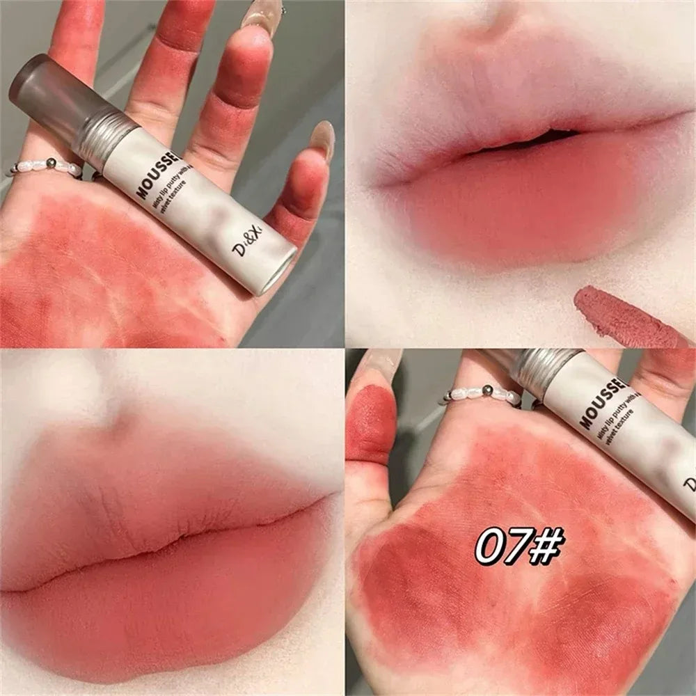 Punk Black Gothic Lip Gloss Matte Dark Brown Lipstick Nude Lip Tint Waterproof Velvet Liquid Lipstick Lip Satin Korean Cosmetics