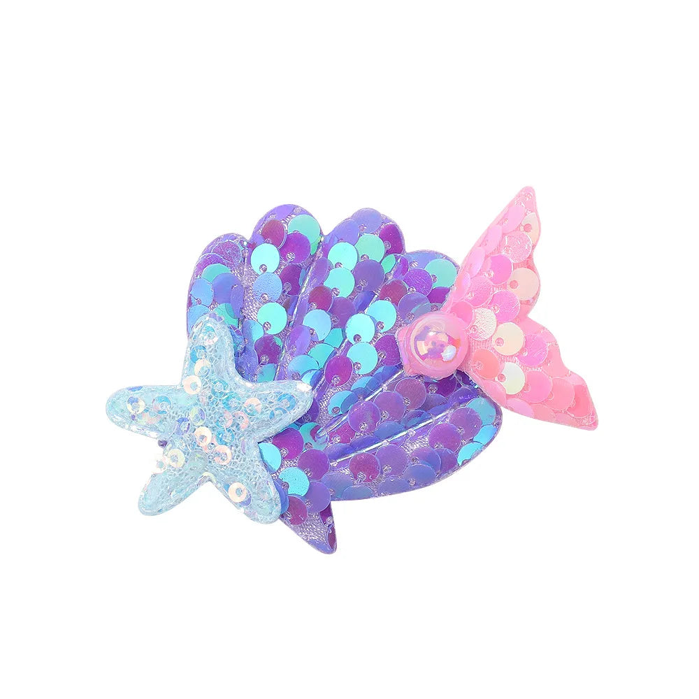 8pcs Mermaid Princess Hair Clips Set for Girls Shell Pearl Starfish Alligator Hair Accessories Birthday Christmas Party Gift