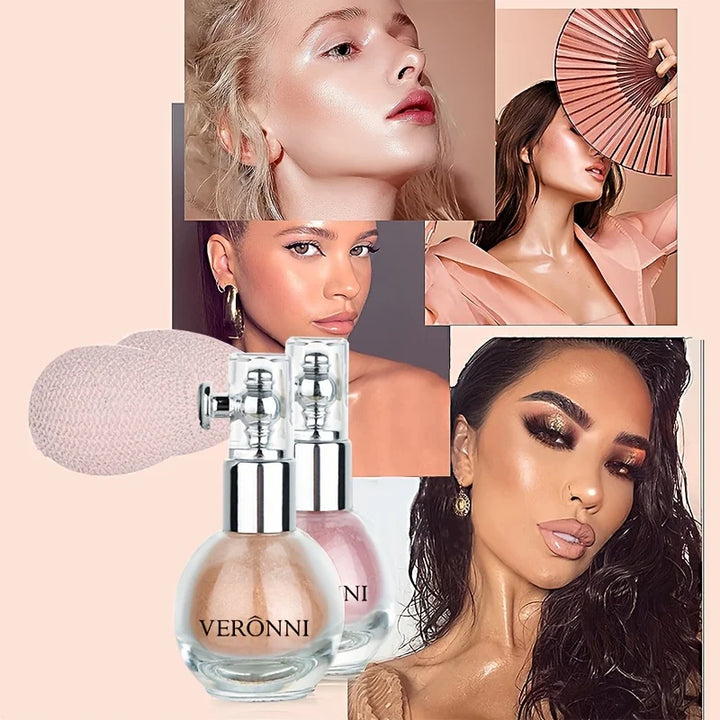 6-Color Diamond Highlighter Powder Spray Waterproof High Gloss Glitter Body Bronzer Highlight Powder Face Contour Illuminator