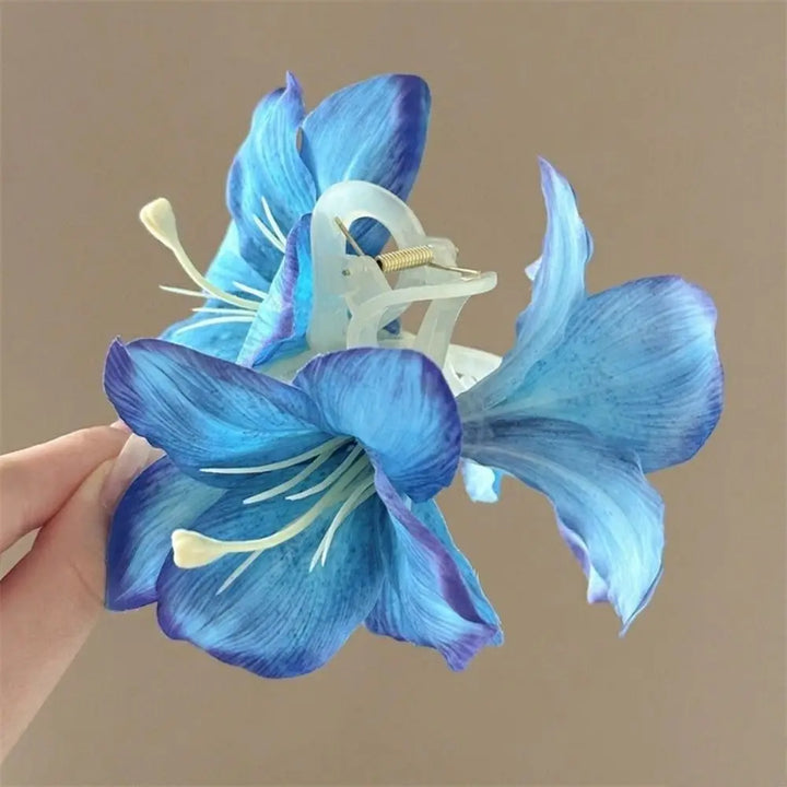Fashion Purple Lily Flower Hair Shark Clip Super Fairy Plastic Hair Clips Head Plate Hair Accessories