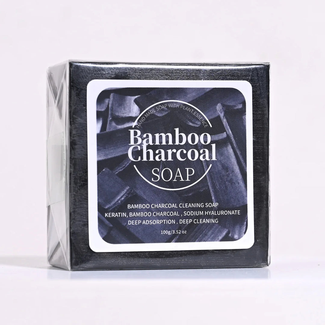 B+100G Bamboo Charcoal Powder Deep Cleansing Soap Plant Oil Soap Keratin Protein Men's Bath and Face Wash Handmade Soap