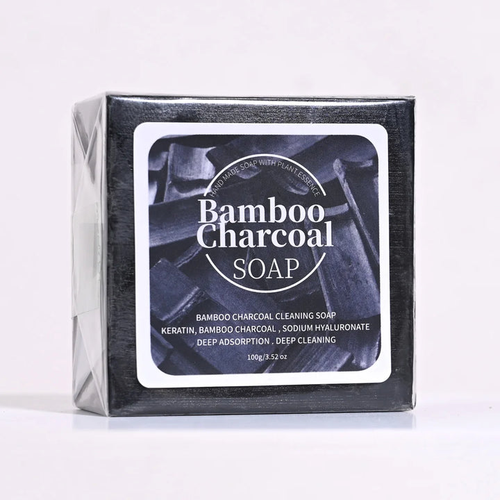 B+100G Bamboo Charcoal Powder Deep Cleansing Soap Plant Oil Soap Keratin Protein Men's Bath and Face Wash Handmade Soap