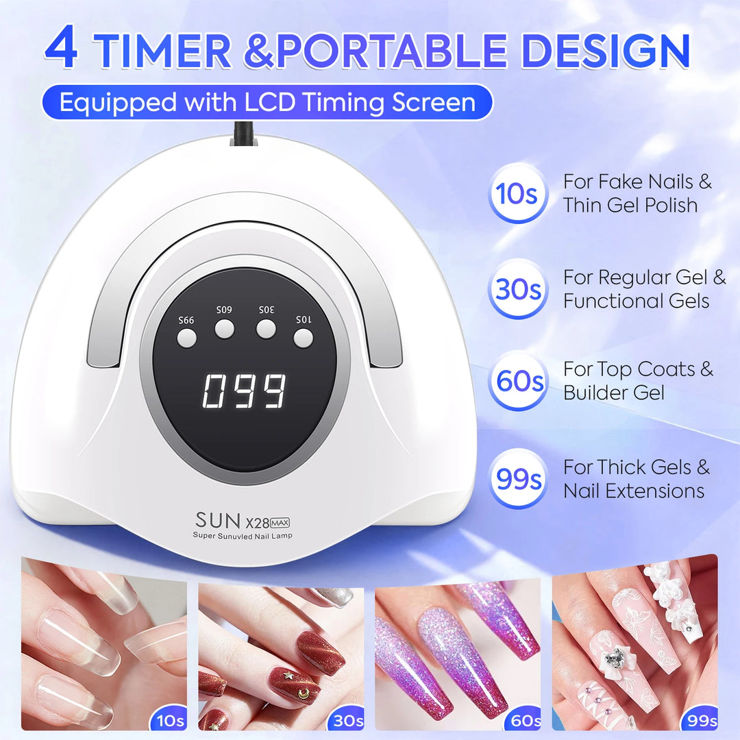 380W UV LED Nail Dryer Machine For Nails 90LEDs Gel Polish Curing Manicure Lamp With Handle Red Lights Nail Lamp For Salon