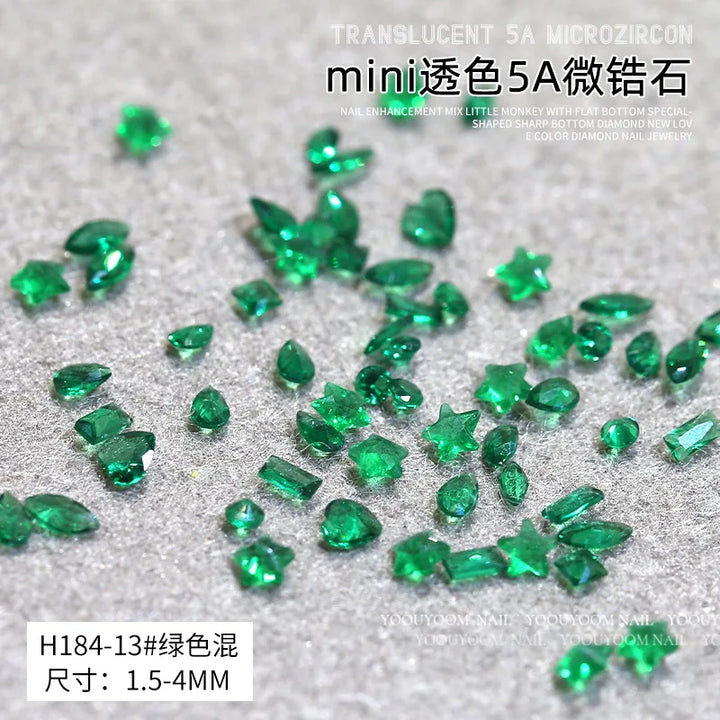 50PCS Sparkle Mini 5A Zircon Translucent Glitter Sharp Diamonds Crystal Nail Art Rhinestones Jewel Decorations Manicure Charms