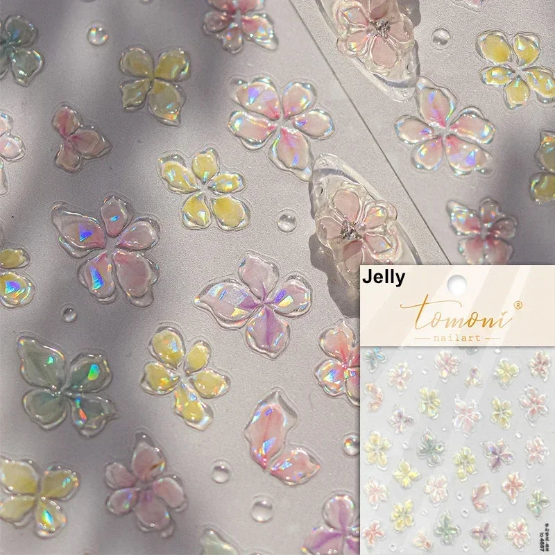 Hipster Pure White Flowers Rose Spring Lily Peony Camellia Daisy Jelly Cherry Blossom Magnolia Nail Art Stickers Manicure Decals