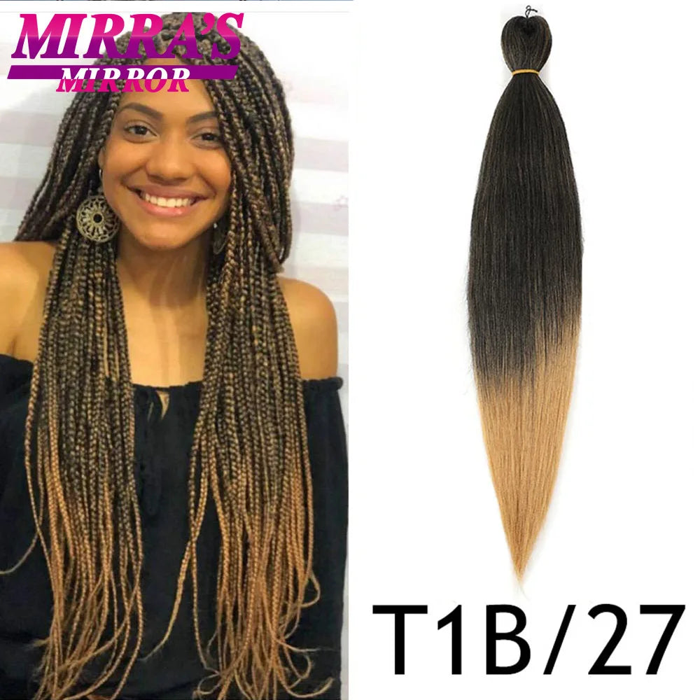 Pre Stretched Braiding Hair Ombre Jumbo Braids Hair Extensions YAKI Straight Synthetic Braid 1/3/6/8/10 Pcs Bulk Mirra's Mirror