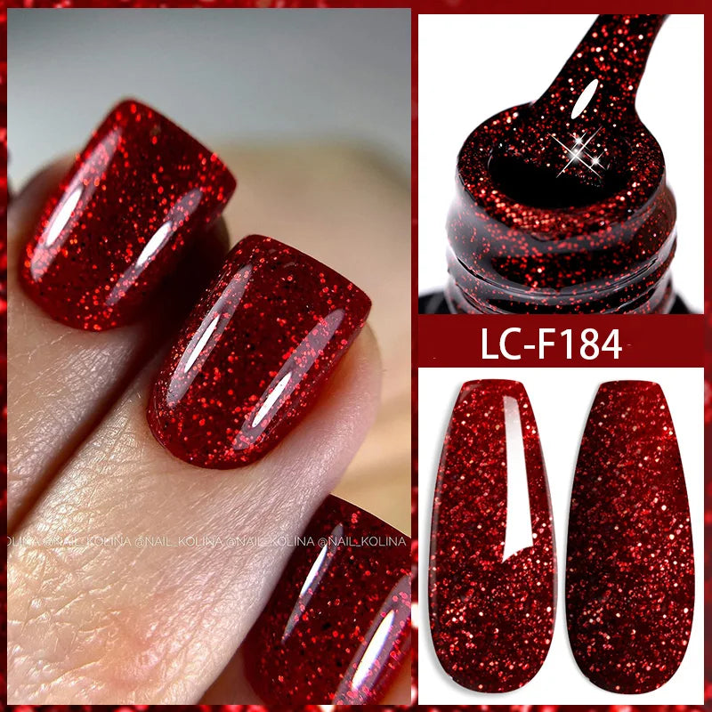 LILYCUTE 7ML Pink Glitter Nail Gel Polish Nude Natural Long Lasting Manicure Soak Off UV LED Nail Art Base Top Coat Gel Varnish