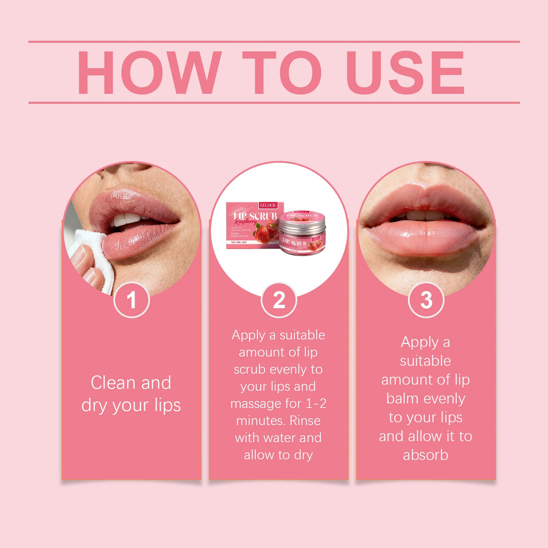 Lip Scrub Exfoliator 30g Moisturizing & Repairing, Natural Plumping Gloss Contains Strawberry Extract Winter Skincare Gift Set