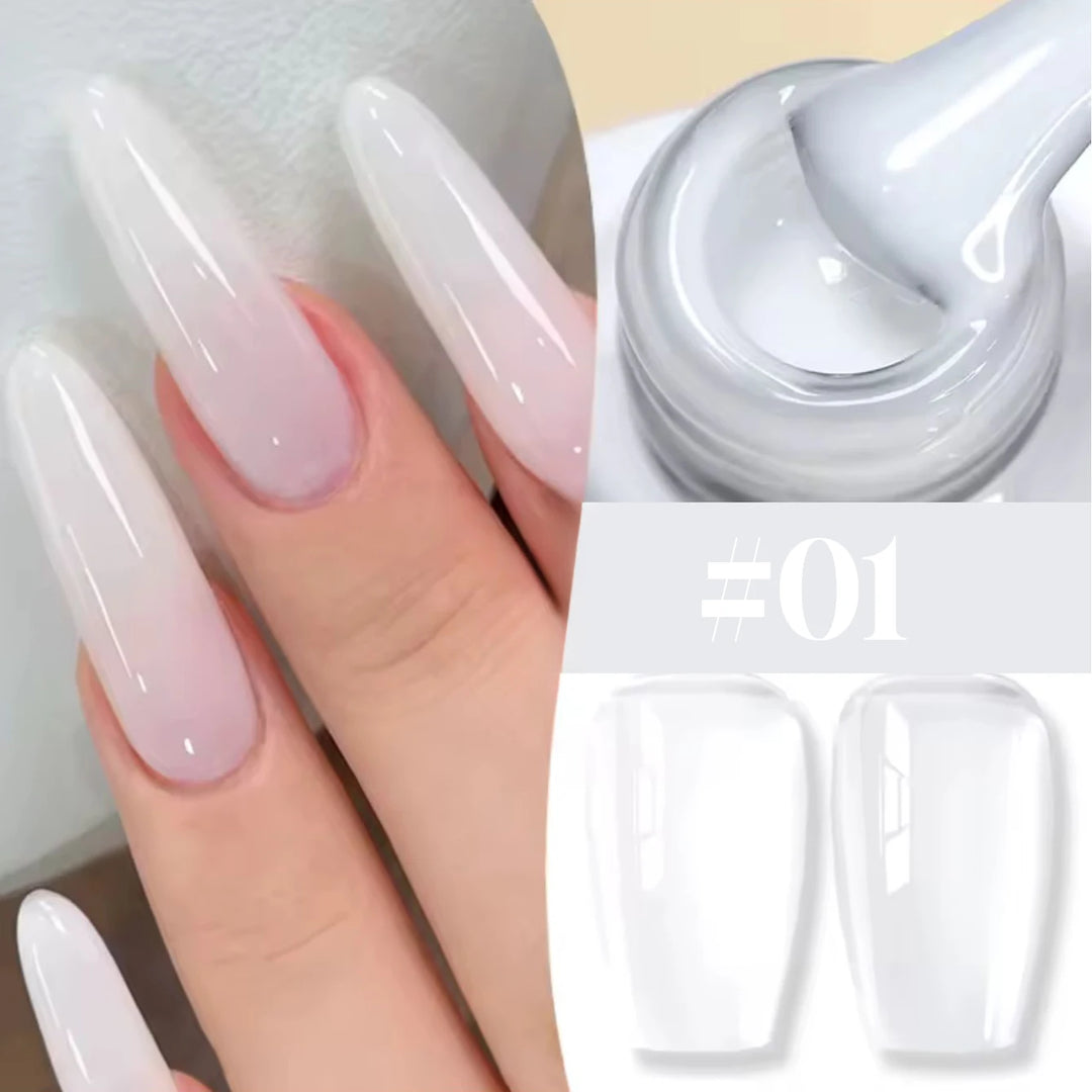 10ml 1-8pcs Milky White Quick Extension Gel Nail Polish Nude Construct Hard Semi Permanent Acrylic Extension Nail Art Varnish