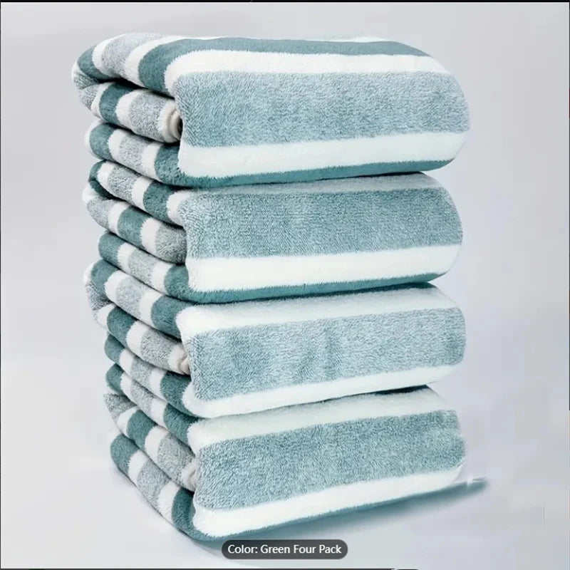 4pcs Striped Bath Towel Set Absorbent & Quick-drying Showering Towels Super Soft & Skin-friendly Bathing Towel For Home Bathroom