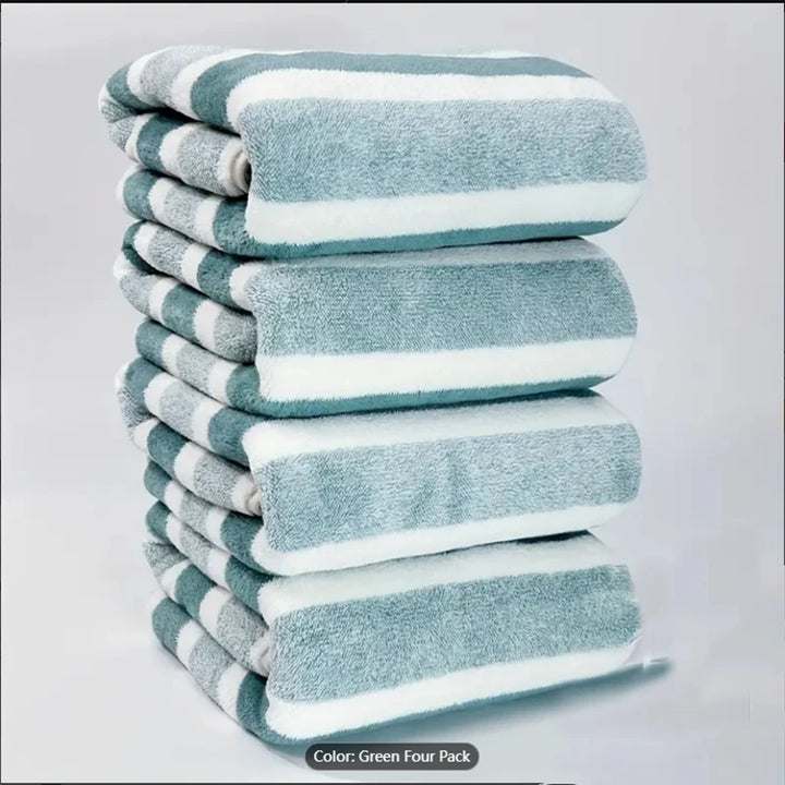 4pcs Striped Bath Towel Set Absorbent & Quick-drying Showering Towels Super Soft & Skin-friendly Bathing Towel For Home Bathroom