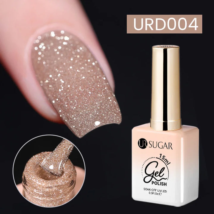 UR SUGAR 15ml Sliver Reflective Nail Gel Polish Shining Glitter Semi Permanent Soak Off UV Gel Sparkle Effect Nail Art Manicure