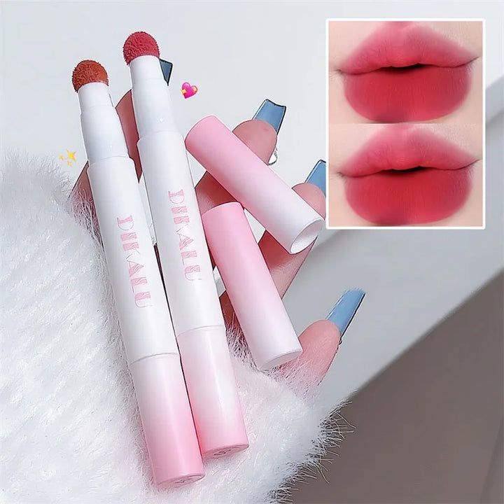 Matte Lip Mud Air Cushion Lips Cream Brick Red Lip Glaze Powder  Lipstick Pen Non-Stick Cup Female Lip Tint Korean Makeup