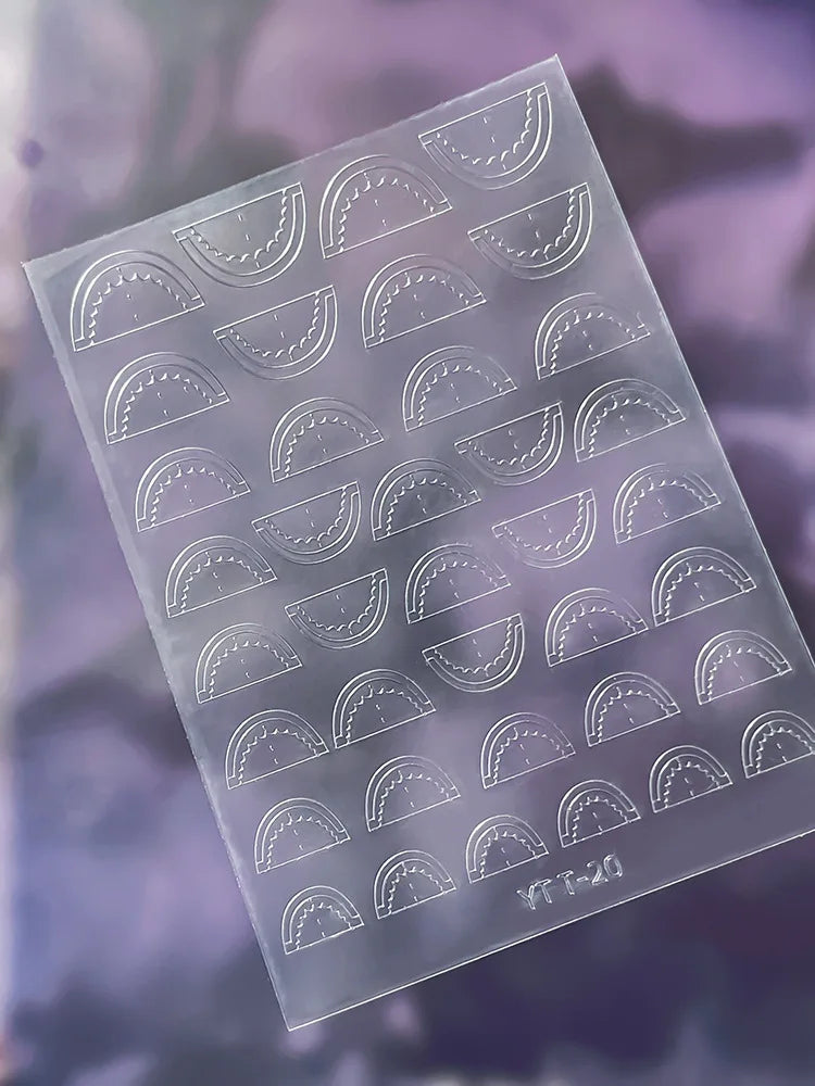 3D Checkered Transparent Spray-painted Nail Art Accessories Sticker French Line Heart-shaped Butterfly Nail Decorations Stickers