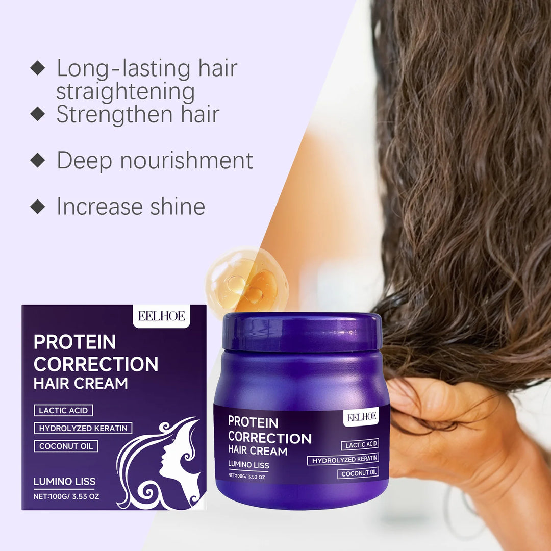 Protein Hair Straightening Cream Repair Dry Frizz Damage Leave-In Treatment Healing Color Protection Deep Conditioning Hair Mask