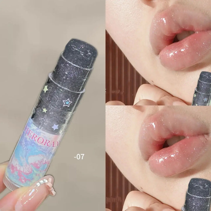 Herorange Glitter Star Lip Balm Moisturizing Repair Shiny Plump Lips Multi-Use for Daily Base Makeup