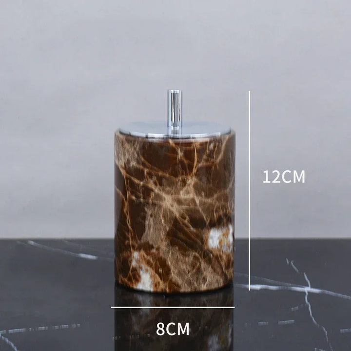 Emperador Dark Natural Marble Bathroom Set Brown Luxury Toothbrush Holder Soap Dish Soap Dispenser Bathroom Accessories