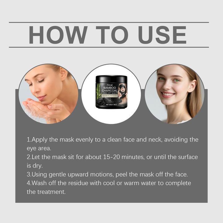 Bamboo Charcoal Peel-Off Mask - Hydrating and Moisturizing, Gentle Cleansing for Facial Skin, Daily Soft and Refreshing Care