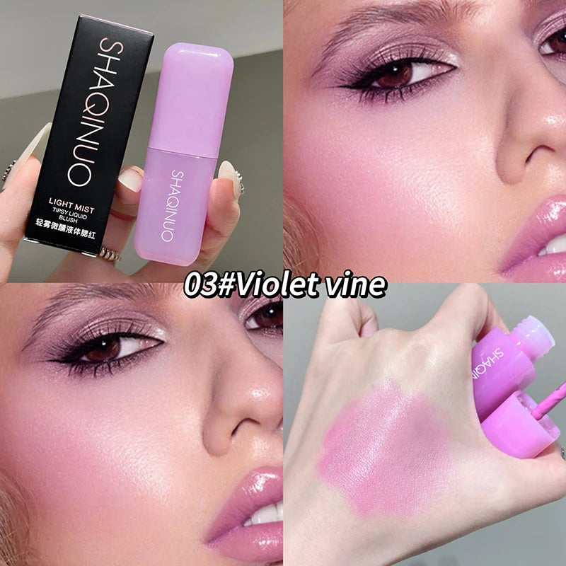Soft Matte Liquid Blush SHAQINUO Makeup Waterproof Brighten Natural Rouge Peach Pink Violet Jelly Blusher Face Makeup Cosmetics
