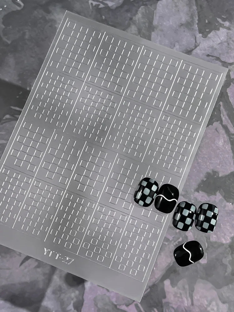 3D Checkered Transparent Spray-painted Nail Art Accessories Sticker French Line Heart-shaped Butterfly Nail Decorations Stickers