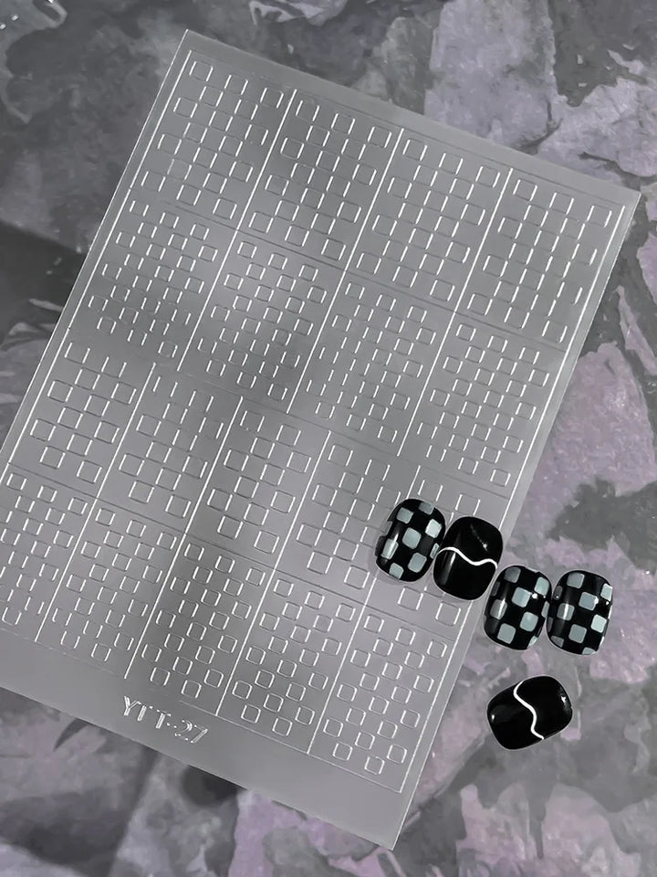 3D Checkered Transparent Spray-painted Nail Art Accessories Sticker French Line Heart-shaped Butterfly Nail Decorations Stickers