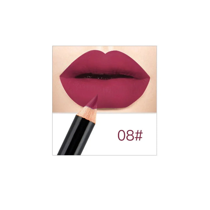 Professional 12 Color Wood Lip liner Waterproof Lady Charming Lip Liner Soft Pencil Makeup Women's Long Lasting Cosmetic Tool