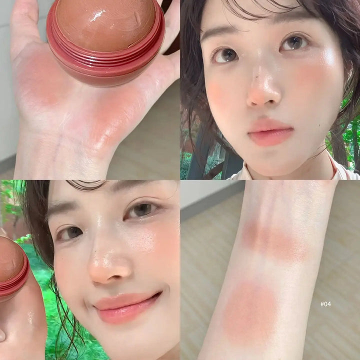 Herorange Peach Ball Cloud Velvet Blush Cream, Fine Powder Texture, Natural Three-Dimensional Effect, Brightening and Color-Enhancing, Dewy Blush, Long-Lasting Makeup, Suitable for Autumn and Winter