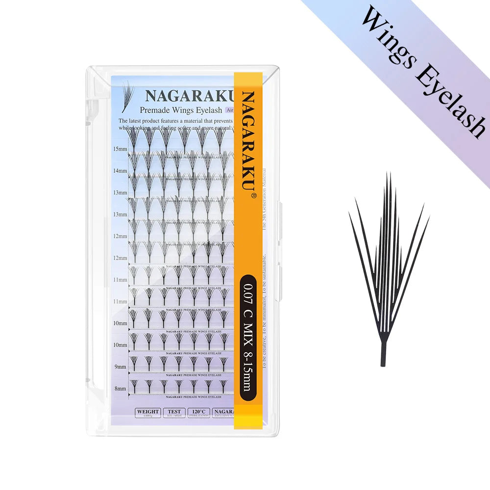 NAGARAKU Premade Spire Eyelash Manga Wing Eyelashes Anime Light Plume Fluttering Eyelash Extensions Comic Spike Wet Set Lashes