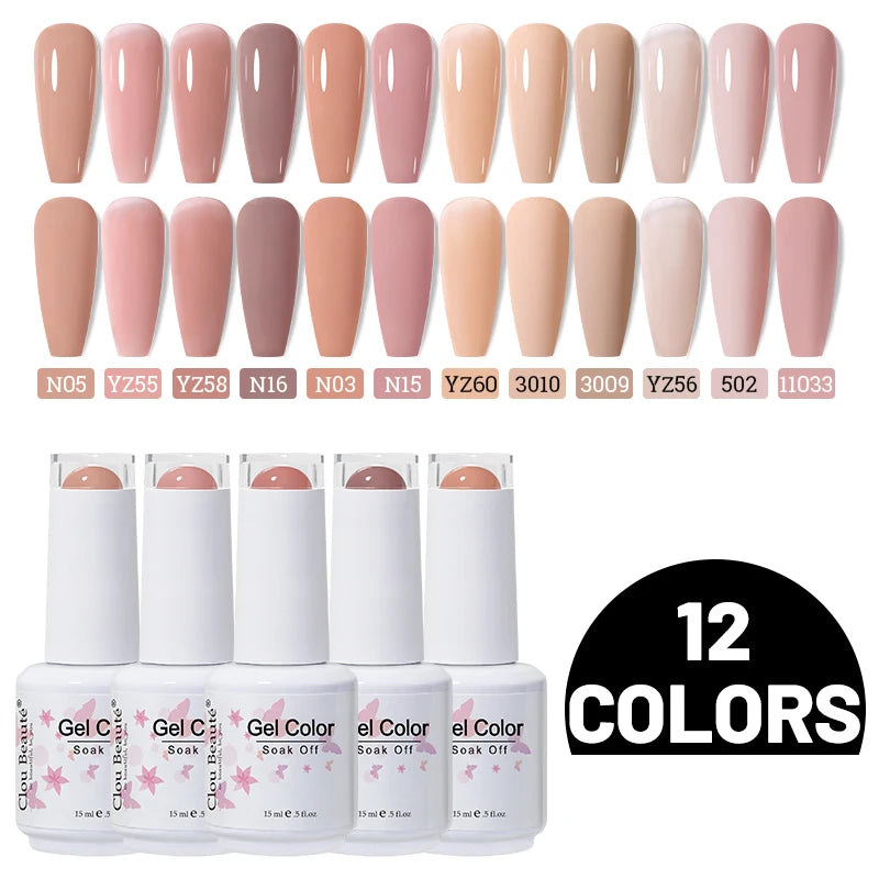 Clou Beaute 10/12/20/24pcs Gel Nail Polish Set Color 15ml White Glass Bottle Nail Art Kit Semi Permanent Gellack Nail Varnish