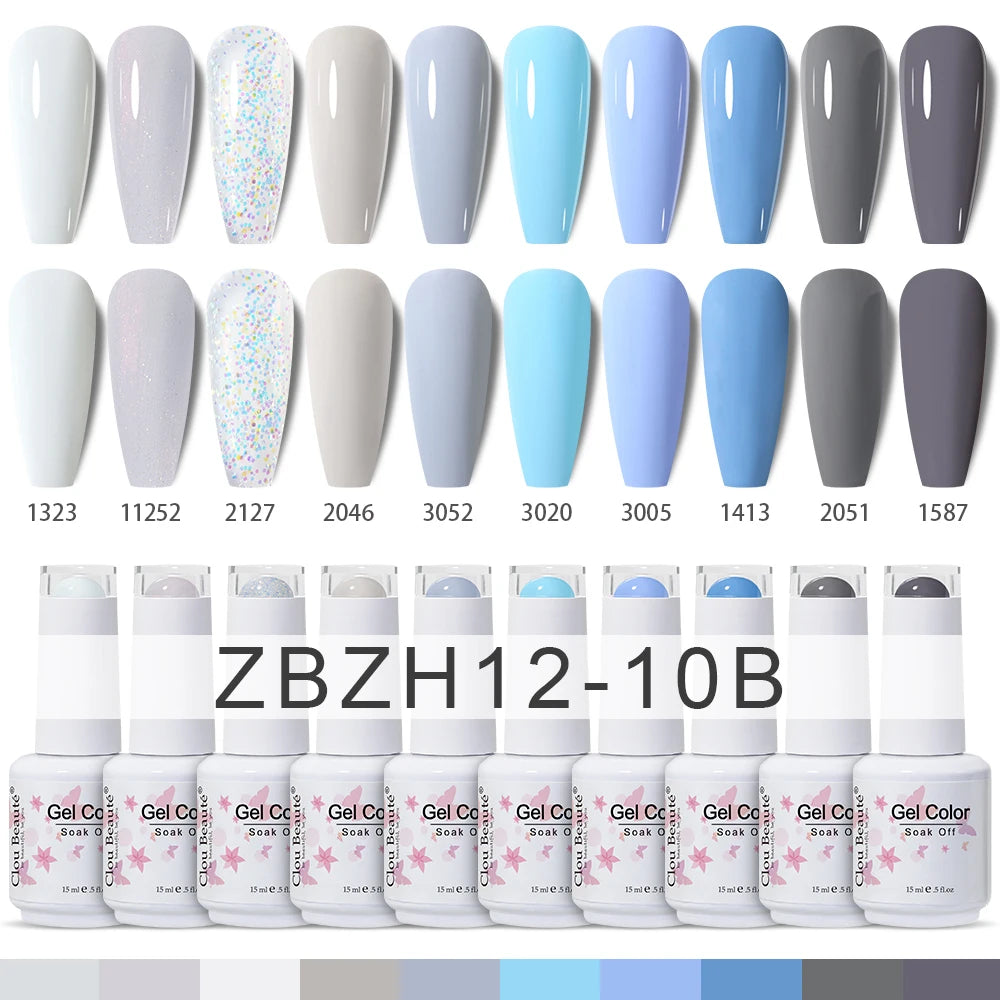 Clou Beaute 10/12/20/24pcs Gel Nail Polish Set Color 15ml White Glass Bottle Nail Art Kit Semi Permanent Gellack Nail Varnish