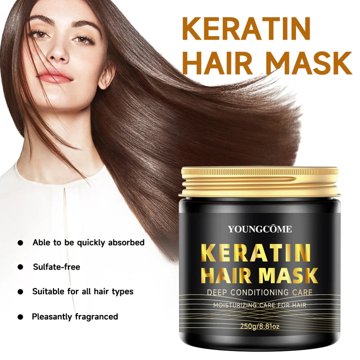 Collagen Hair Mask Repair Damage Dry Frizz Hair Keratin Treatment Soft Smoothing Shiny Deep Moisturizing Curly Hair Care Product