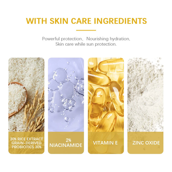 Lakerain SPF50+ Rice+Probiotics Sunscreen Skin Protection Refreshing Makeup Sunscreen Cream UV Resistance Facial Sunscreen New