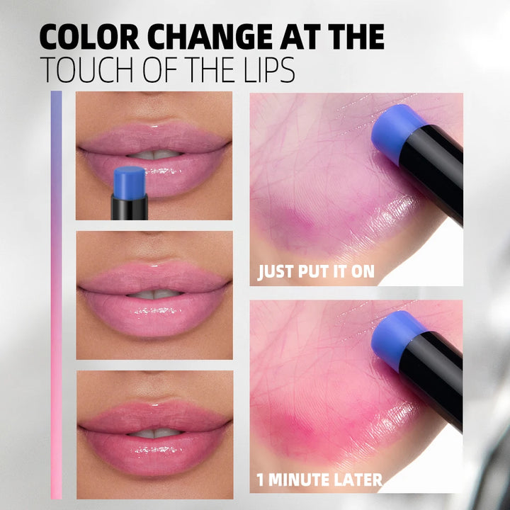 QIBEST Blue Black Lipstick Temperature Color Changing Lip Balm Moisturizing Lasting Ph Change Color Lip Stain Tint Cosmetics