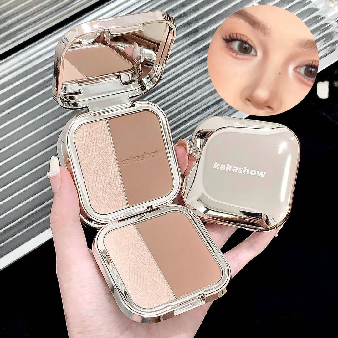 1Pc Shimmer Highlighter Bronzer Palette Matte Face Shading Grooming Powder Makeup Long-Lasting Face Contouring Bronzer Cosmetics