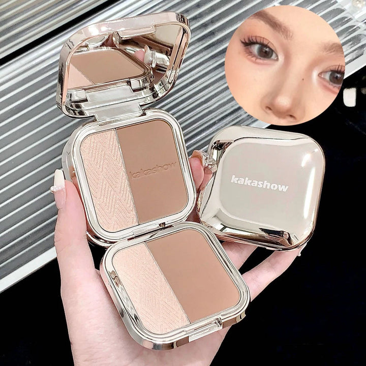1Pc Shimmer Highlighter Bronzer Palette Matte Face Shading Grooming Powder Makeup Long-Lasting Face Contouring Bronzer Cosmetics