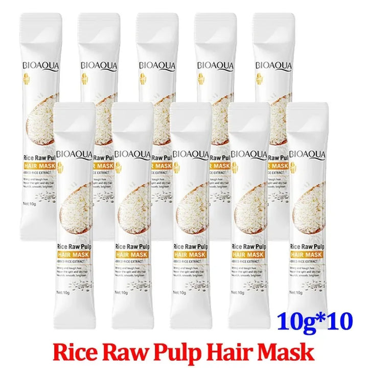 Rice Magic Keratin Hair Mask 5 Seconds Repair Damaged Frizzy Hair Soft Smooth Shine Moisturizing Nourishing Hair Root Care
