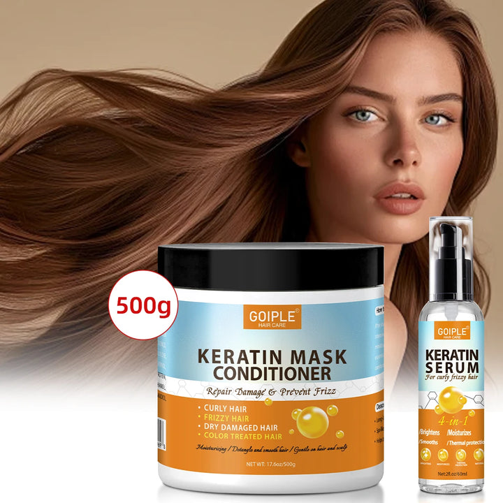 Keratin Protein Repair Hair Mask for Damaged Dry Moisture Essence Oil Conditioner Smooth Frizz Scalp Treatment Hair Care Serum