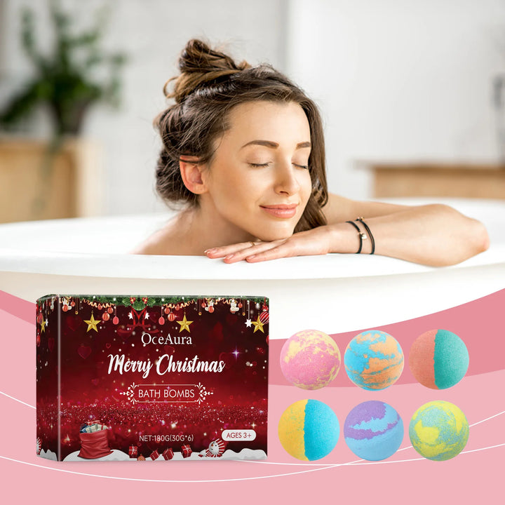 Christmas Bath Bombs - Floral Scented Fizzing Bath Salts With Skin-Softening Oils, Long Lasting Fragrance & Bubbles