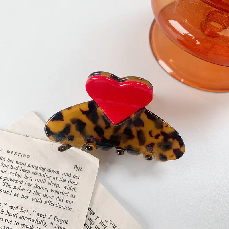 Creative color matching acetate hair clip sweet and cute girl love grab clip back head plate hair shark clip hair accessories