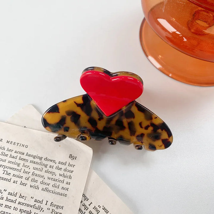 Creative color matching acetate hair clip sweet and cute girl love grab clip back head plate hair shark clip hair accessories