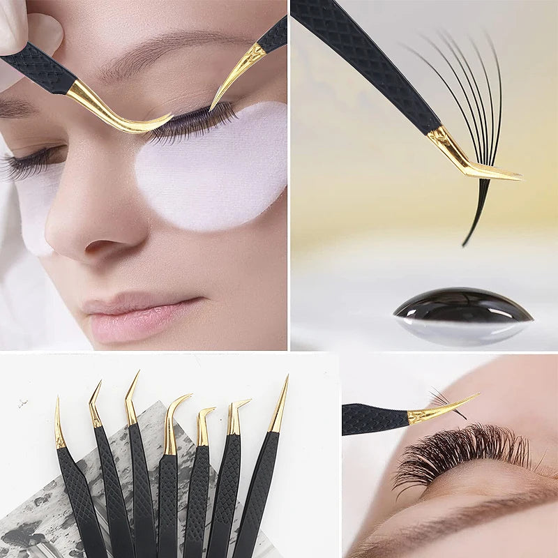 1Pc Anti-static Stainless Steel Eyelashes Tweezers Lashes Extension Supplies Industrial Precision Eyebrow Tweezer Makeup Tools