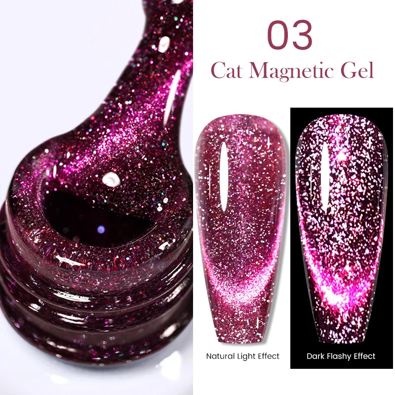 BORN PRETTY Sparkling Glass Bead Cat Magnetic Gel Nail Polish Flash White Spar Red Color Semi Permanent Soak Off UV Gel Varnish
