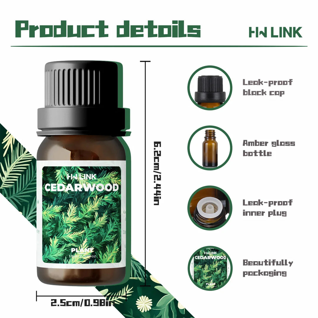 Pure Cedarwood Essential Oil 100% Pure Natural Cedarwood Oil For Hair Care, Home Diffusers, Skin Care, Aromatherapy, Massage-10m
