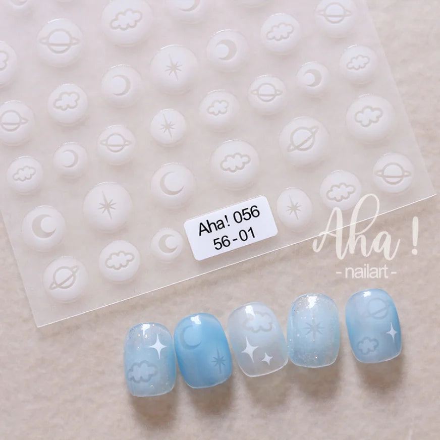 3D Nail Art Stickers  Translucence Moon/Star/Cloud Ultra-thin Nail Decals 3d Self-Adhesive White Cloud Moon Star Kawaii Sliders