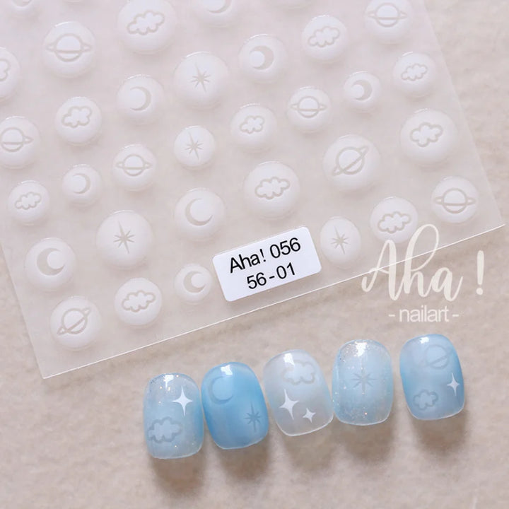 3D Nail Art Stickers  Translucence Moon/Star/Cloud Ultra-thin Nail Decals 3d Self-Adhesive White Cloud Moon Star Kawaii Sliders