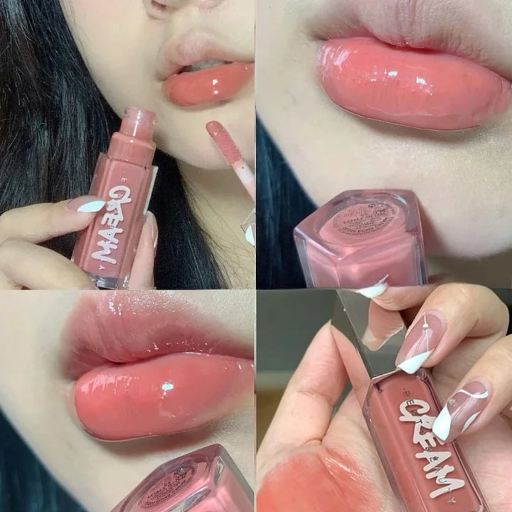 Natural Three-dimensional Contour Modification Matte 3D Bubble Rose Dual Tone High Gloss Flowing Liquid Lip Gloss Moisturizing