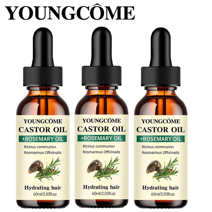 Mix Castor Oil and Rosemary Oil for Hair Growth Enhances hair thickness and Shine, Reduce Hair Loss and Split Ends Hair Care Oil