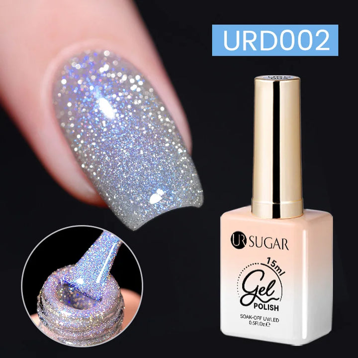 UR SUGAR 15ml Sliver Reflective Nail Gel Polish Shining Glitter Semi Permanent Soak Off UV Gel Sparkle Effect Nail Art Manicure